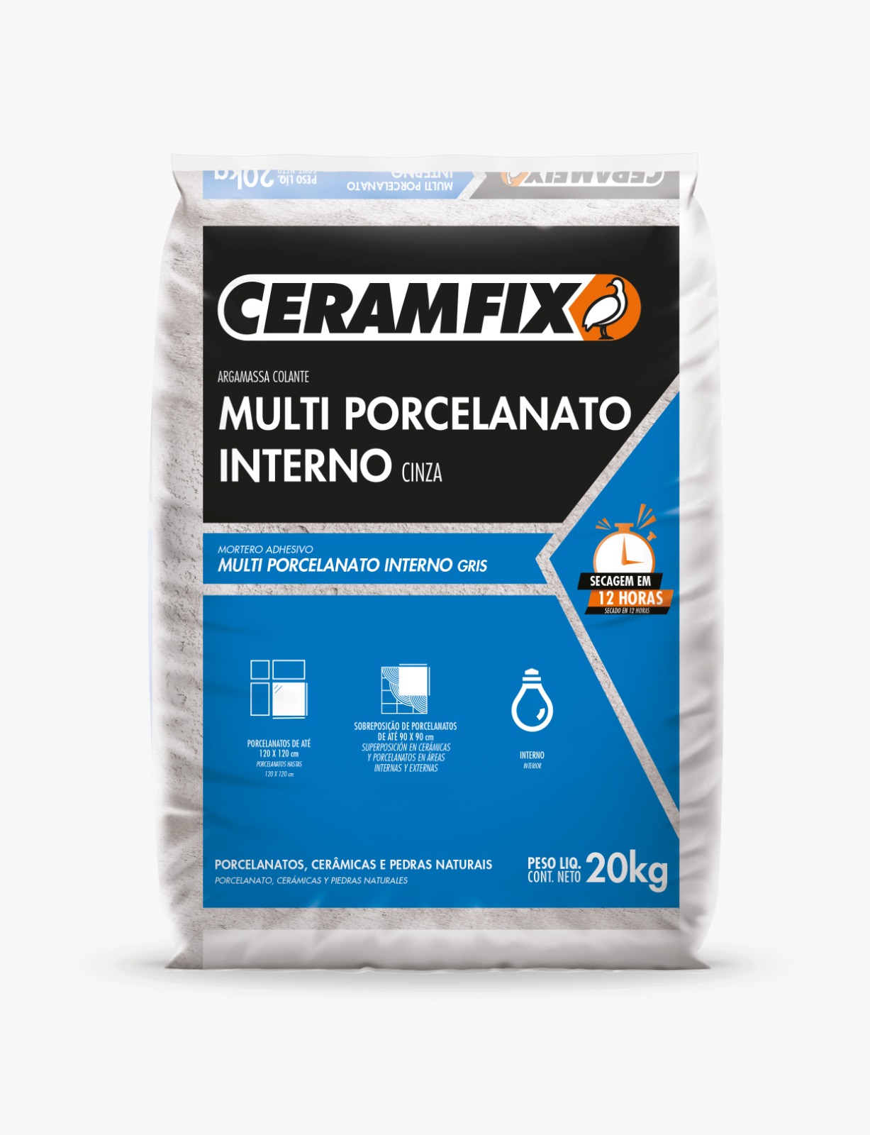 ARGAMASSA MULTI PORCELANATO INTERNA CINZA - 20 KG